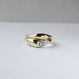 Wave Rings with Blue Diamond