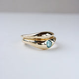 Wave Rings with Blue Diamond