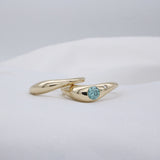 Wave Rings with Blue Diamond