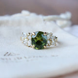 Oval Green Sapphire & Diamond Engagement Ring
