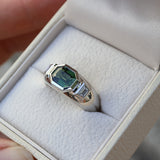 Bespoke Platinum, Diamond & Green Sapphire Engagement Ring