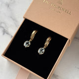 Oval Green Beryl Drop Hoop Earrings