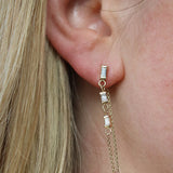 White Sapphire Chain Earrings