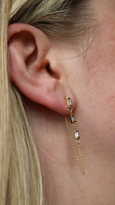 White Sapphire Chain Earrings