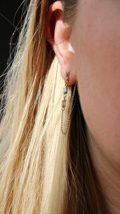 White Sapphire Chain Earrings