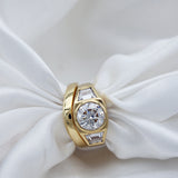 Round & Trapezoid Diamond Engagement Ring