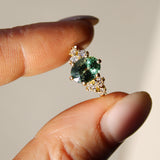 Oval Green Sapphire & Diamond Engagement Ring