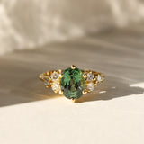 Oval Green Sapphire & Diamond Engagement Ring