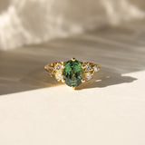 Oval Green Sapphire & Diamond Engagement Ring