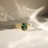 Oval Green Sapphire & Diamond Engagement Ring