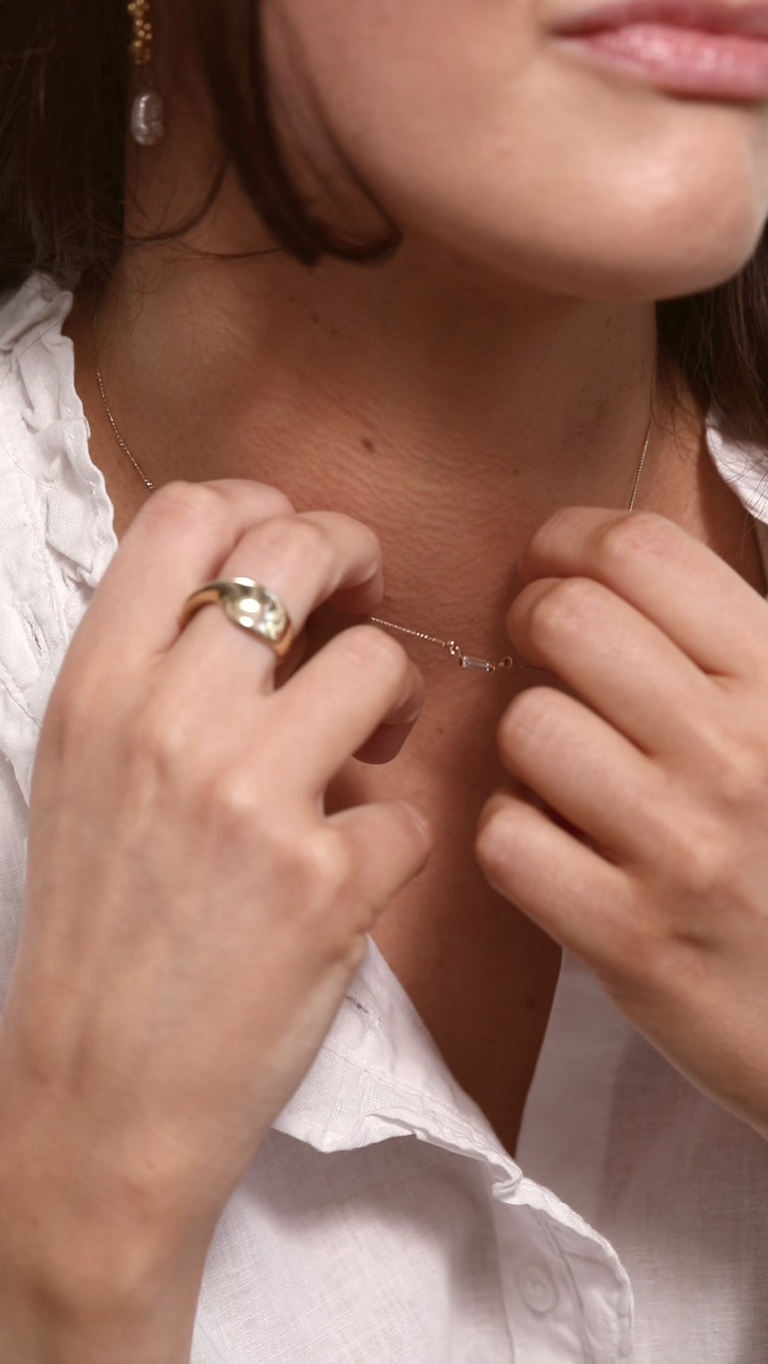 Gold Baguette Diamond Necklace 