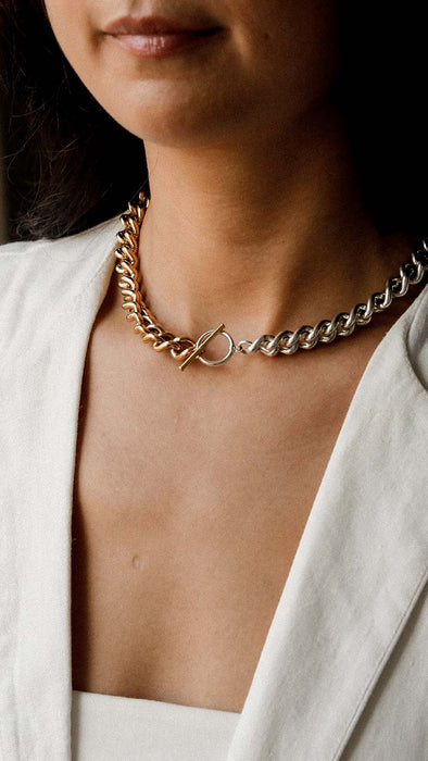Two-Tone Chunky Chain Necklace